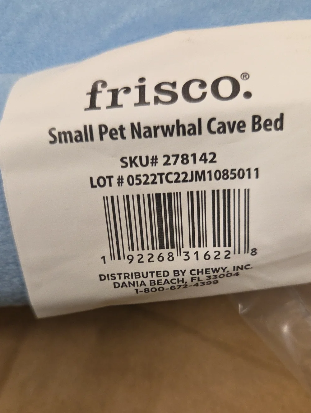 Blue Narwhal Small Pet Plush Hideaway - Cozy Guinea Pig Bed